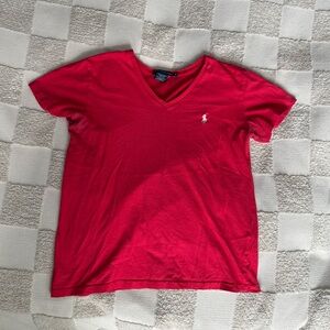 Ralph Lauren Scarlet V-Neck Tee – Red